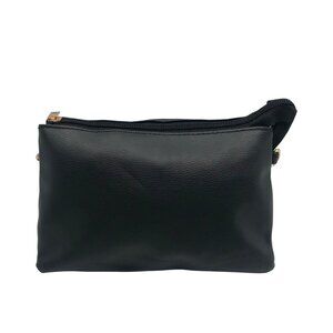 Unbranded Black Faux Leather Triple Compartment Wristlet